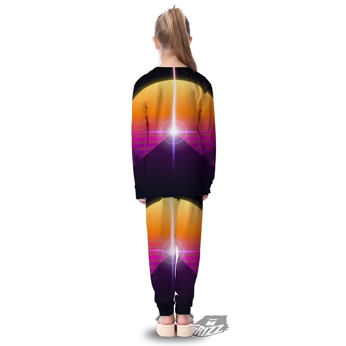 Pyramid Synthwave Print Kid's Pajamas-grizzshop