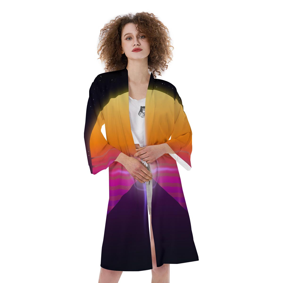 Pyramid Synthwave Print Kimono-grizzshop