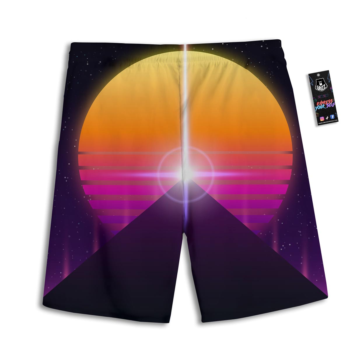 Pyramid Synthwave Print Men's Athletic Shorts