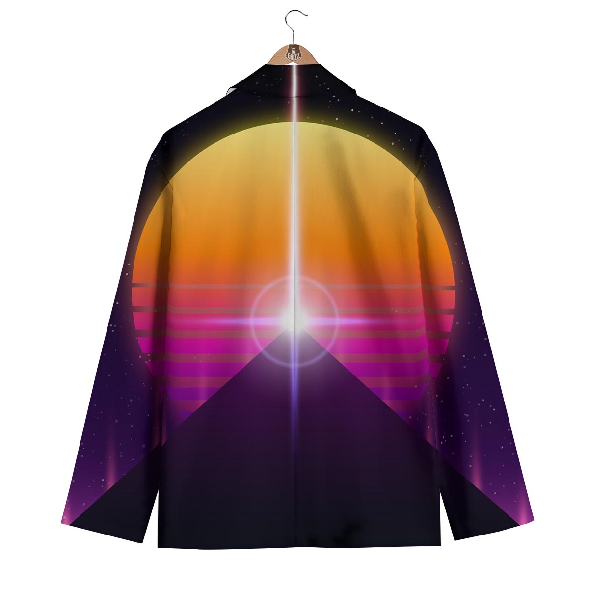Pyramid Synthwave Print Men's Blazer-grizzshop