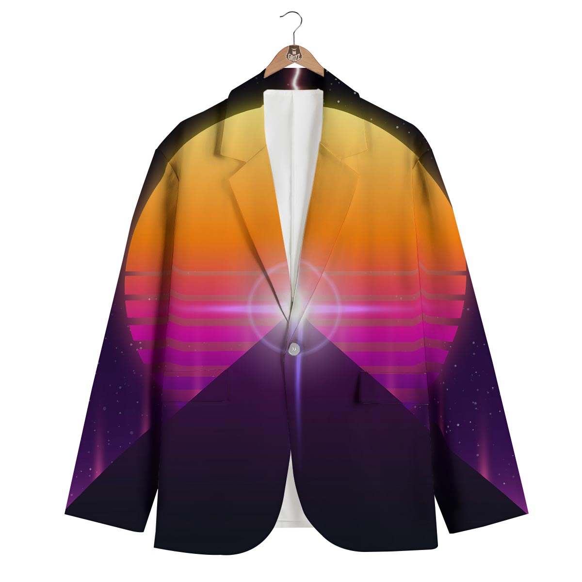 Pyramid Synthwave Print Men's Blazer-grizzshop