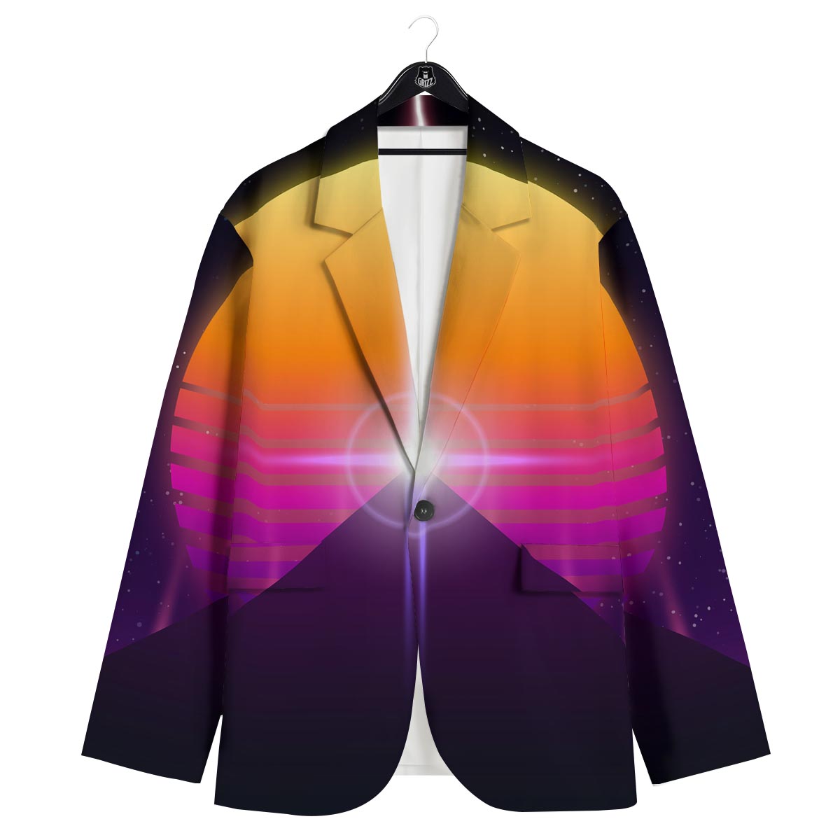 Pyramid Synthwave Print Men's Sport Coat-grizzshop