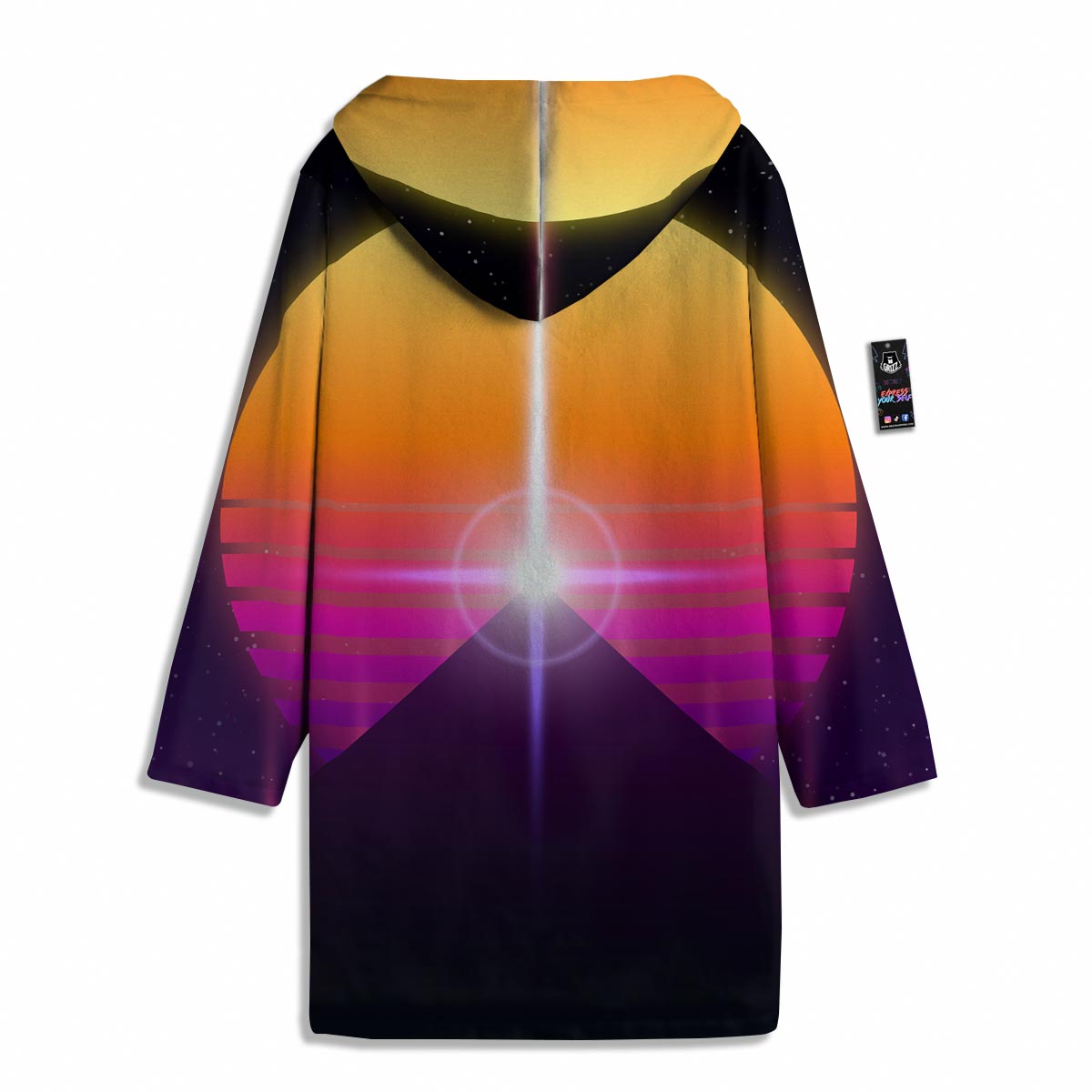 Pyramid Synthwave Print Men's Windbreaker Jacket-grizzshop