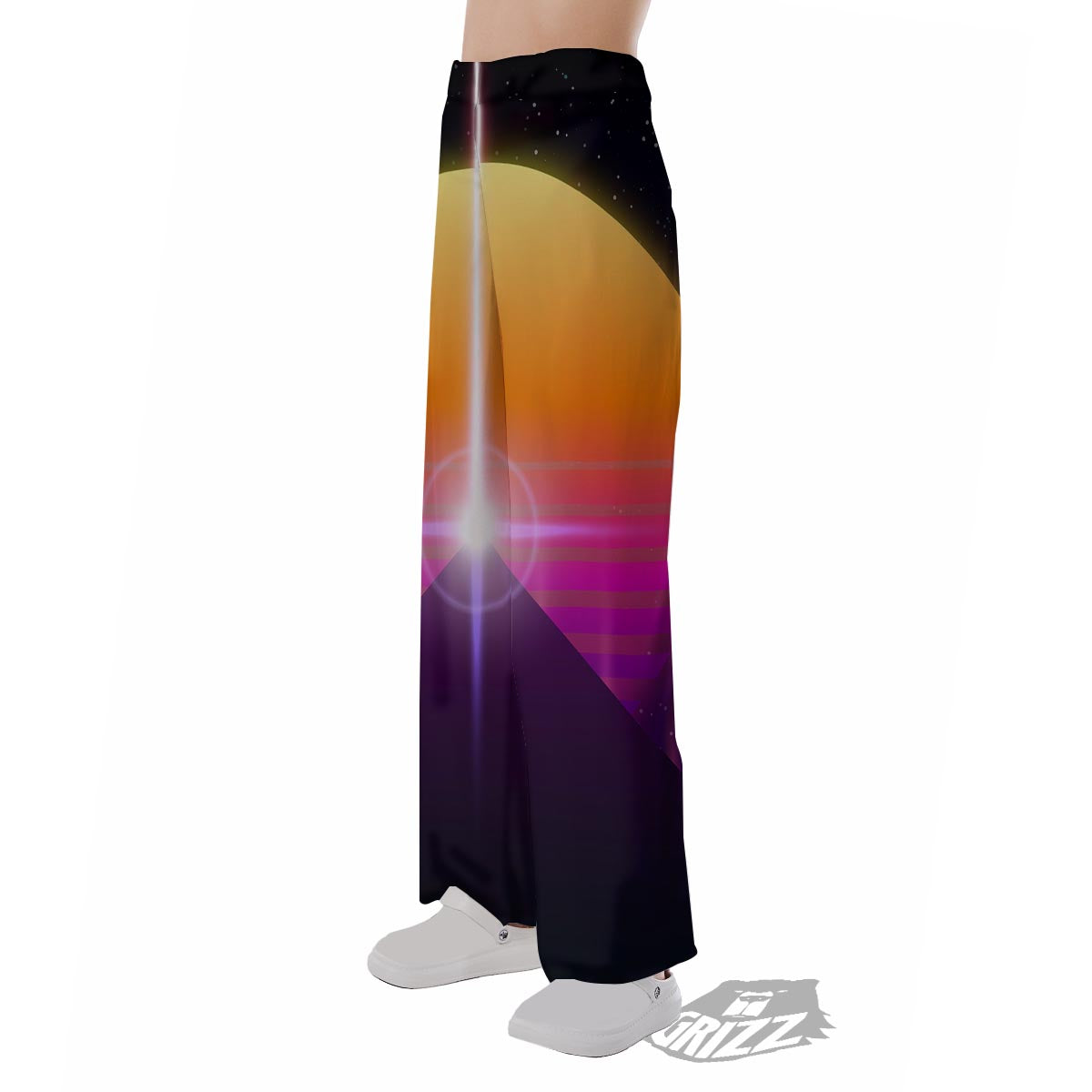 Pyramid Synthwave Print Pajama Pants-grizzshop
