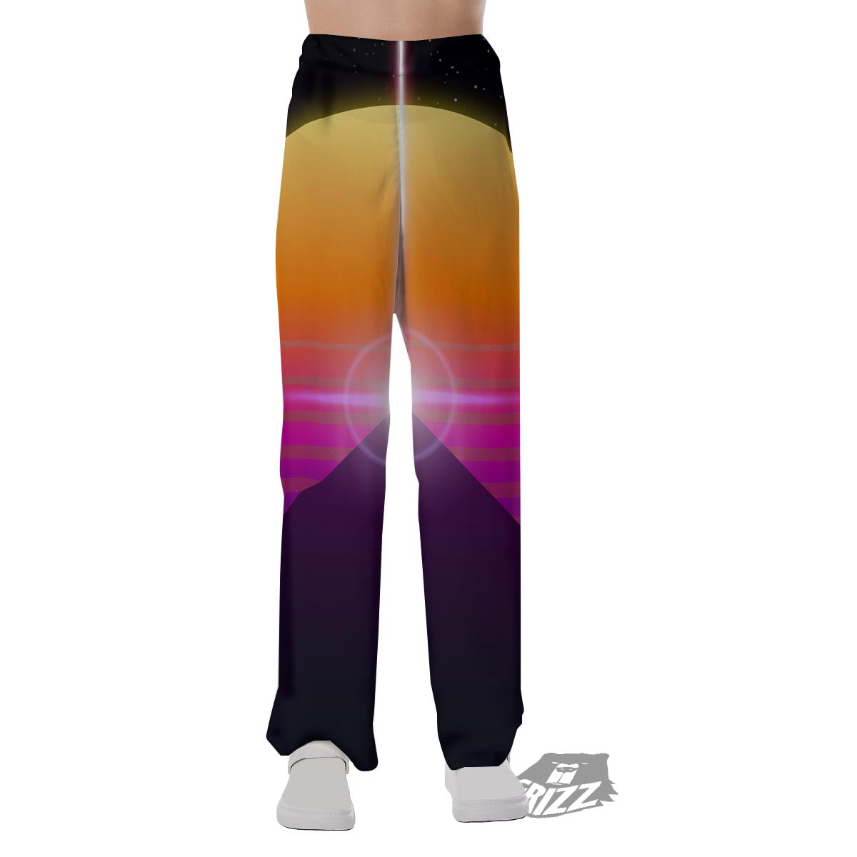 Pyramid Synthwave Print Pajama Pants-grizzshop