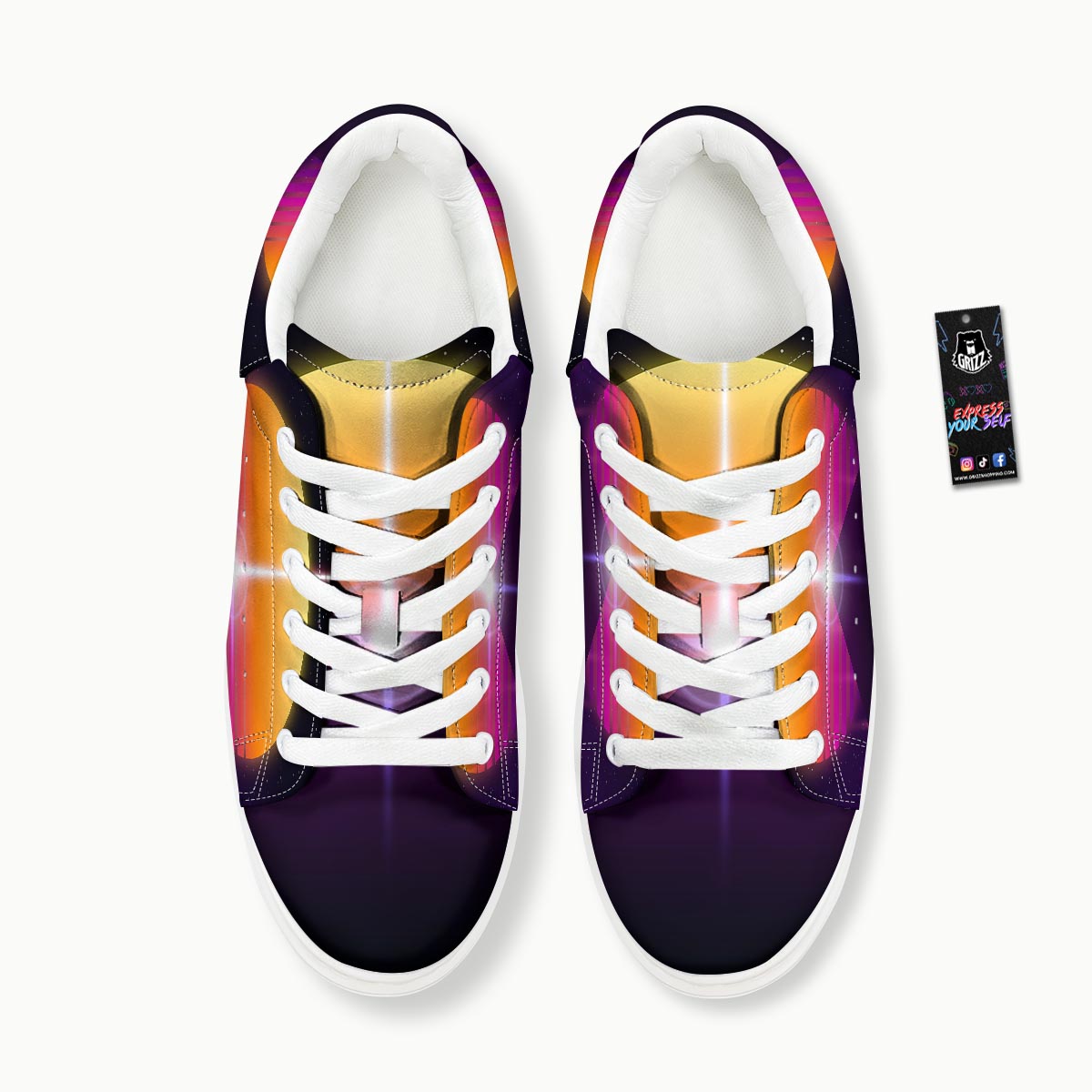 Pyramid Synthwave Print Platform Shoes-grizzshop
