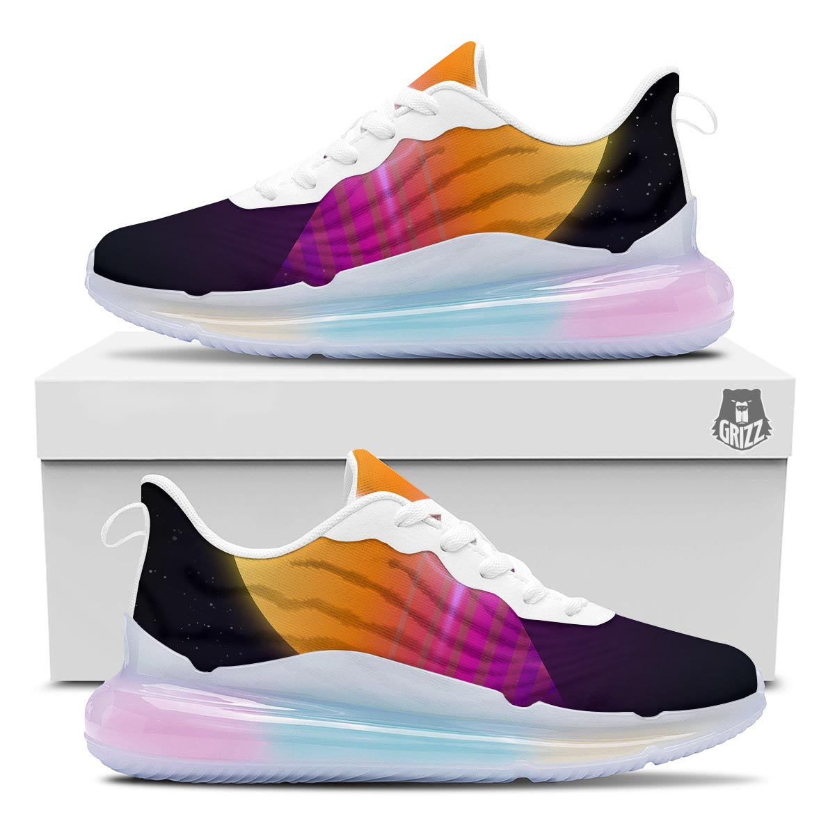 Pyramid Synthwave Print Running Sneakers-grizzshop