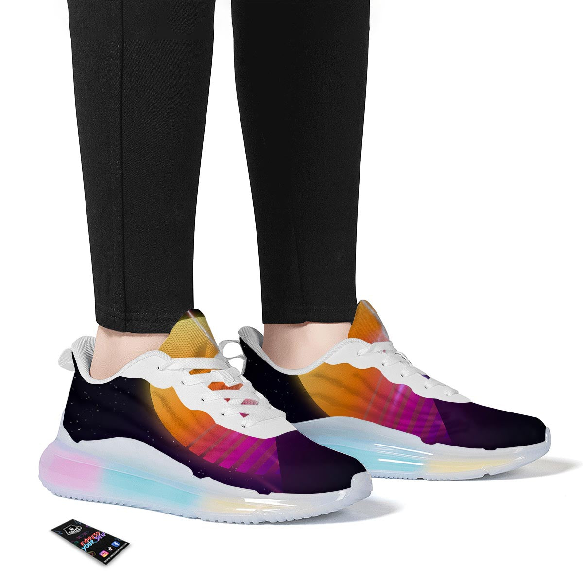Pyramid Synthwave Print Running Sneakers-grizzshop