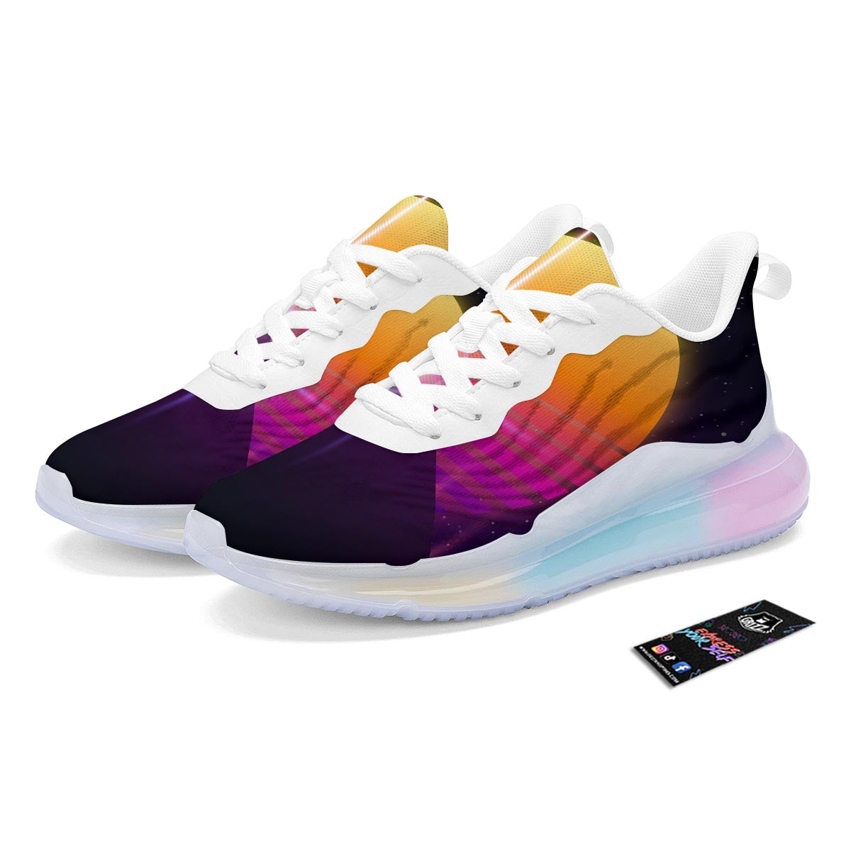 Pyramid Synthwave Print Running Sneakers-grizzshop