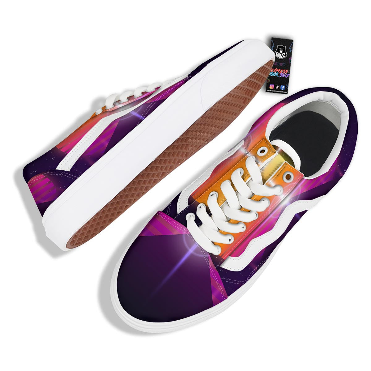 Pyramid Synthwave Print Skate Shoes-grizzshop