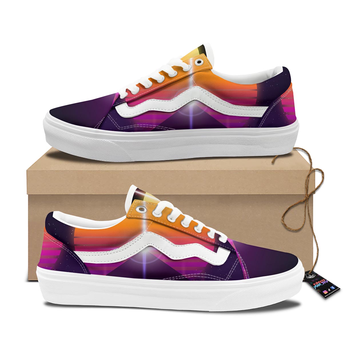 Pyramid Synthwave Print Skate Shoes-grizzshop