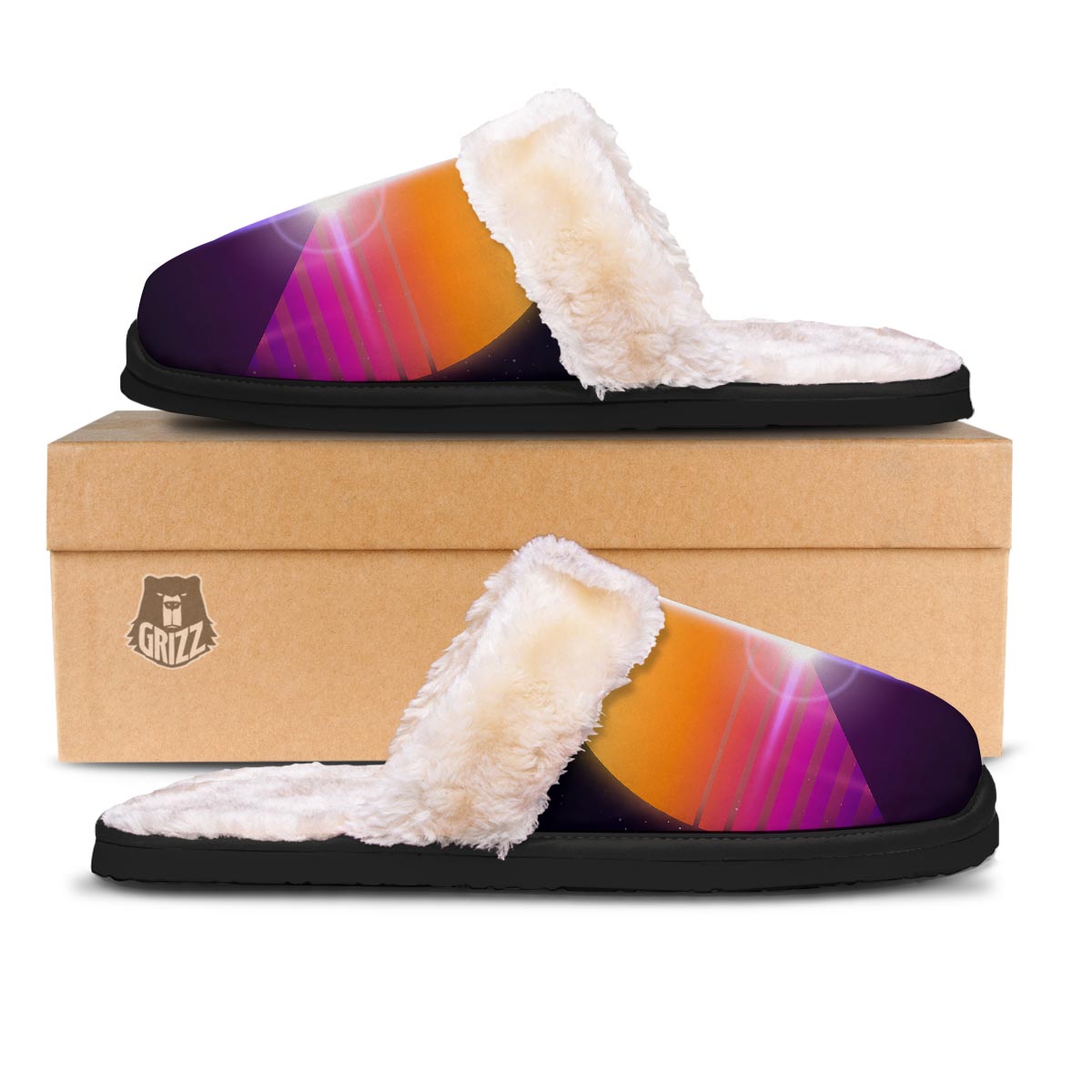 Pyramid Synthwave Print Slippers-grizzshop