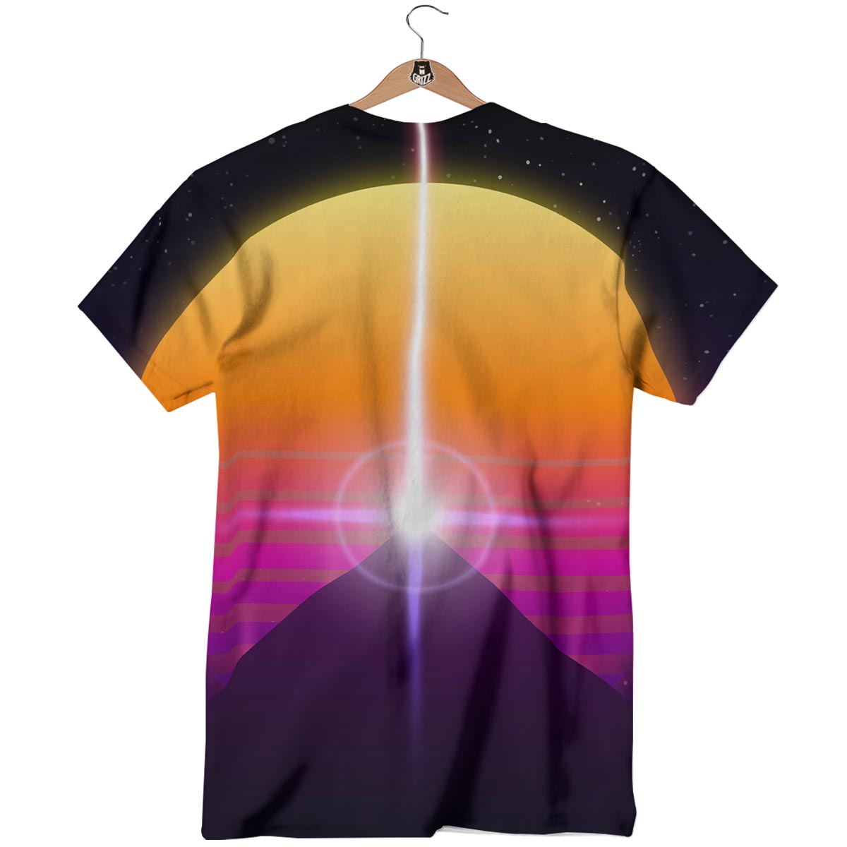 Pyramid Synthwave Print T-Shirt-grizzshop