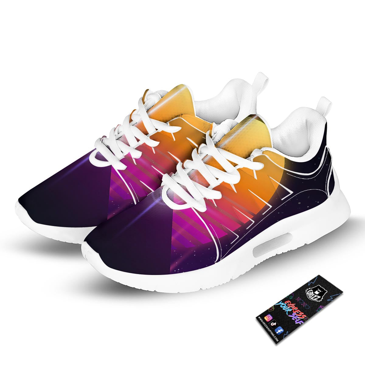 Pyramid Synthwave Print Tennis Shoes-grizzshop