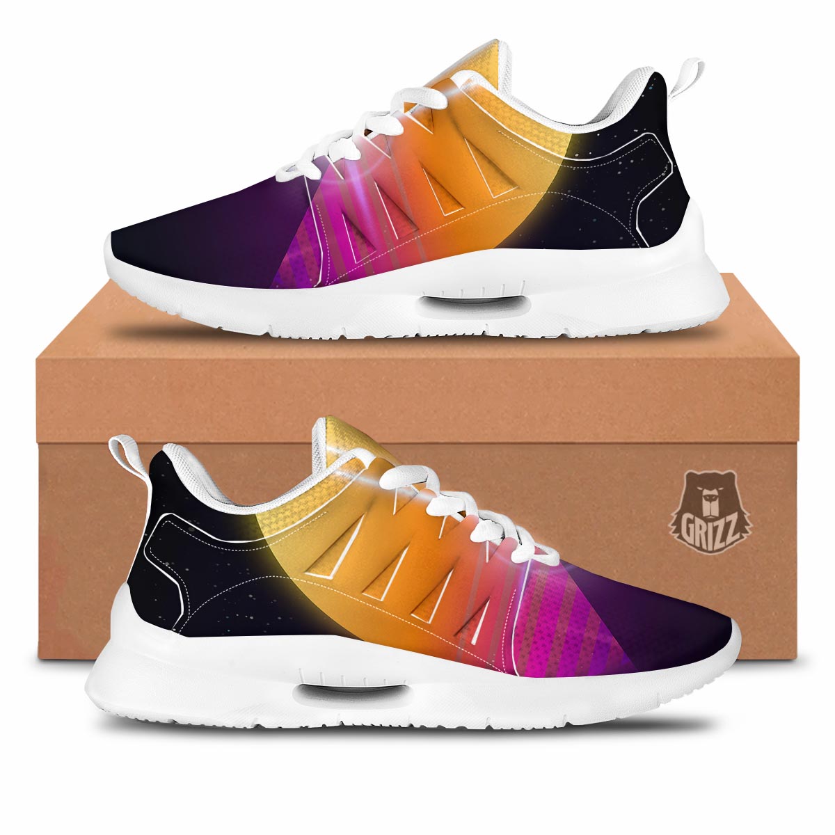 Pyramid Synthwave Print Tennis Shoes-grizzshop