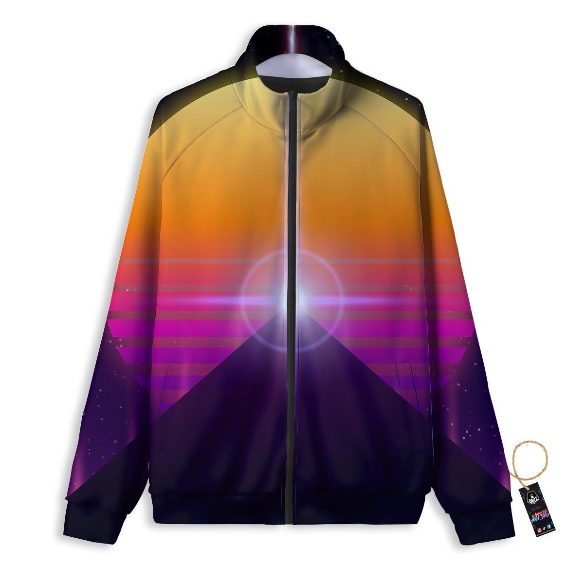 Pyramid Synthwave Print Track Jacket-grizzshop