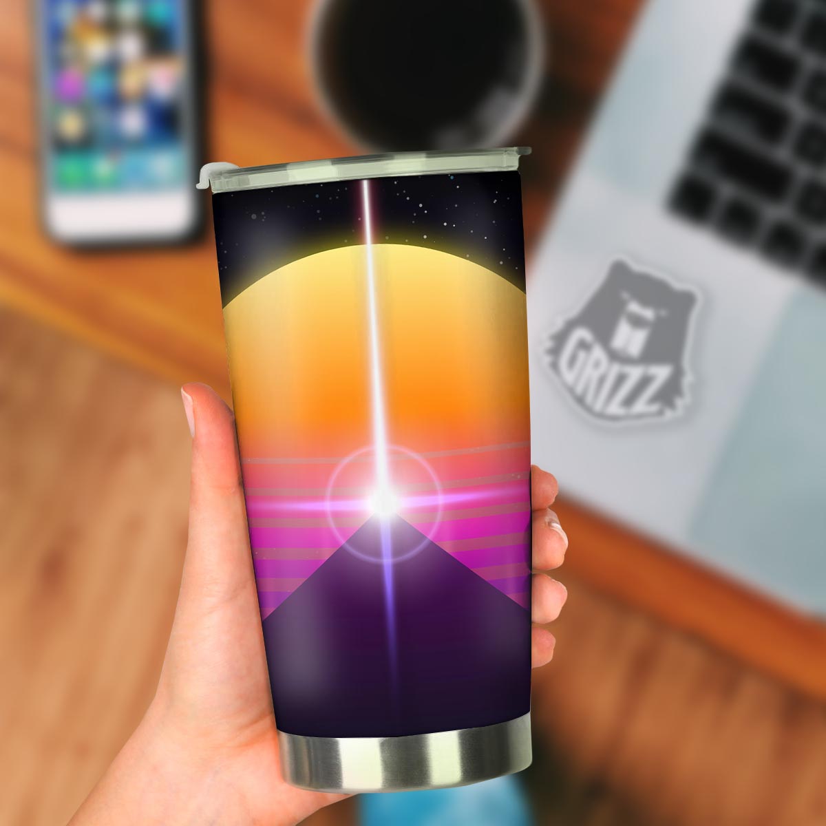 Pyramid Synthwave Print Tumbler-grizzshop