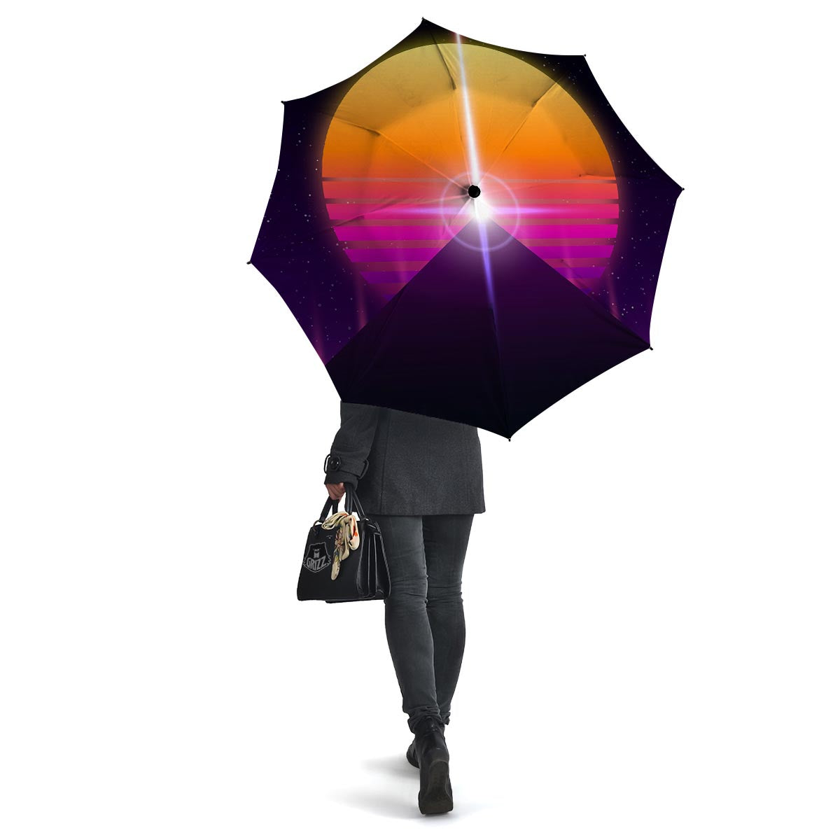 Pyramid Synthwave Print Umbrella-grizzshop