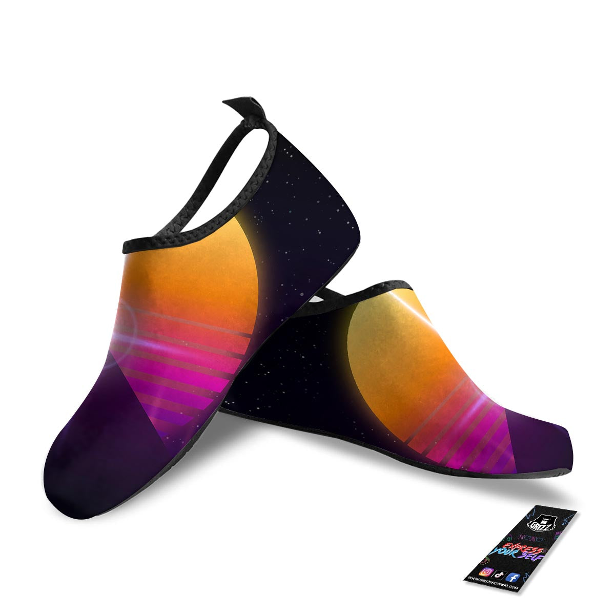 Pyramid Synthwave Print Water Shoes-grizzshop