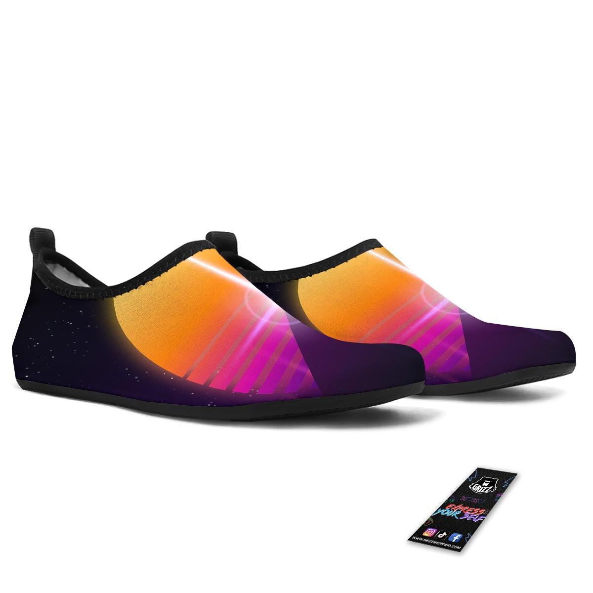 Pyramid Synthwave Print Water Shoes-grizzshop