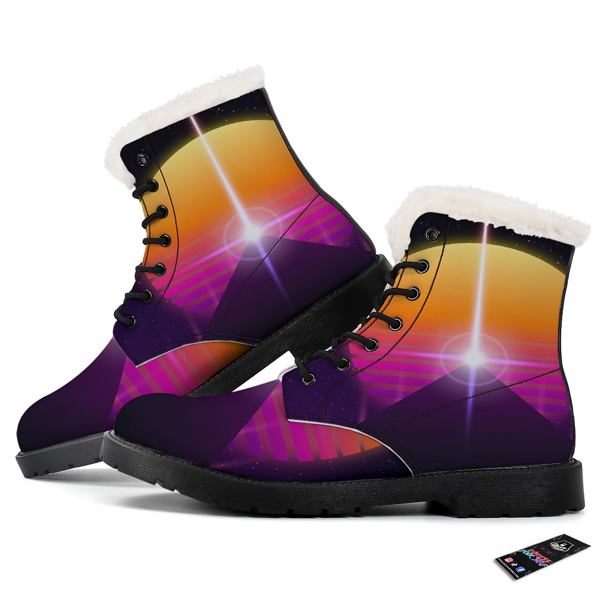 Pyramid Synthwave Print Winter Boots-grizzshop