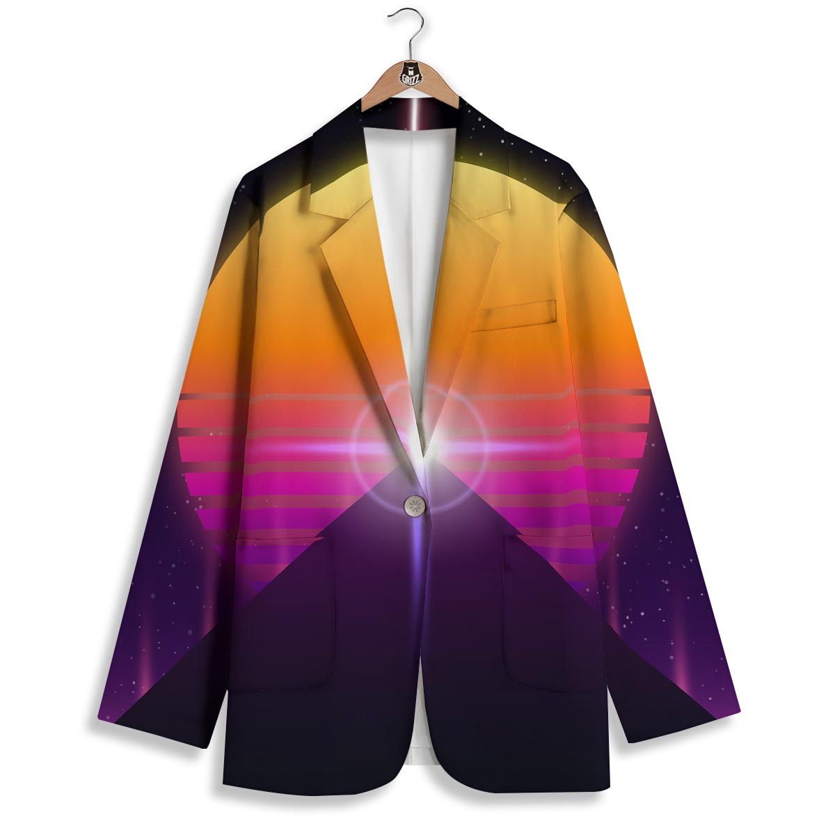 Pyramid Synthwave Print Women's Blazer-grizzshop