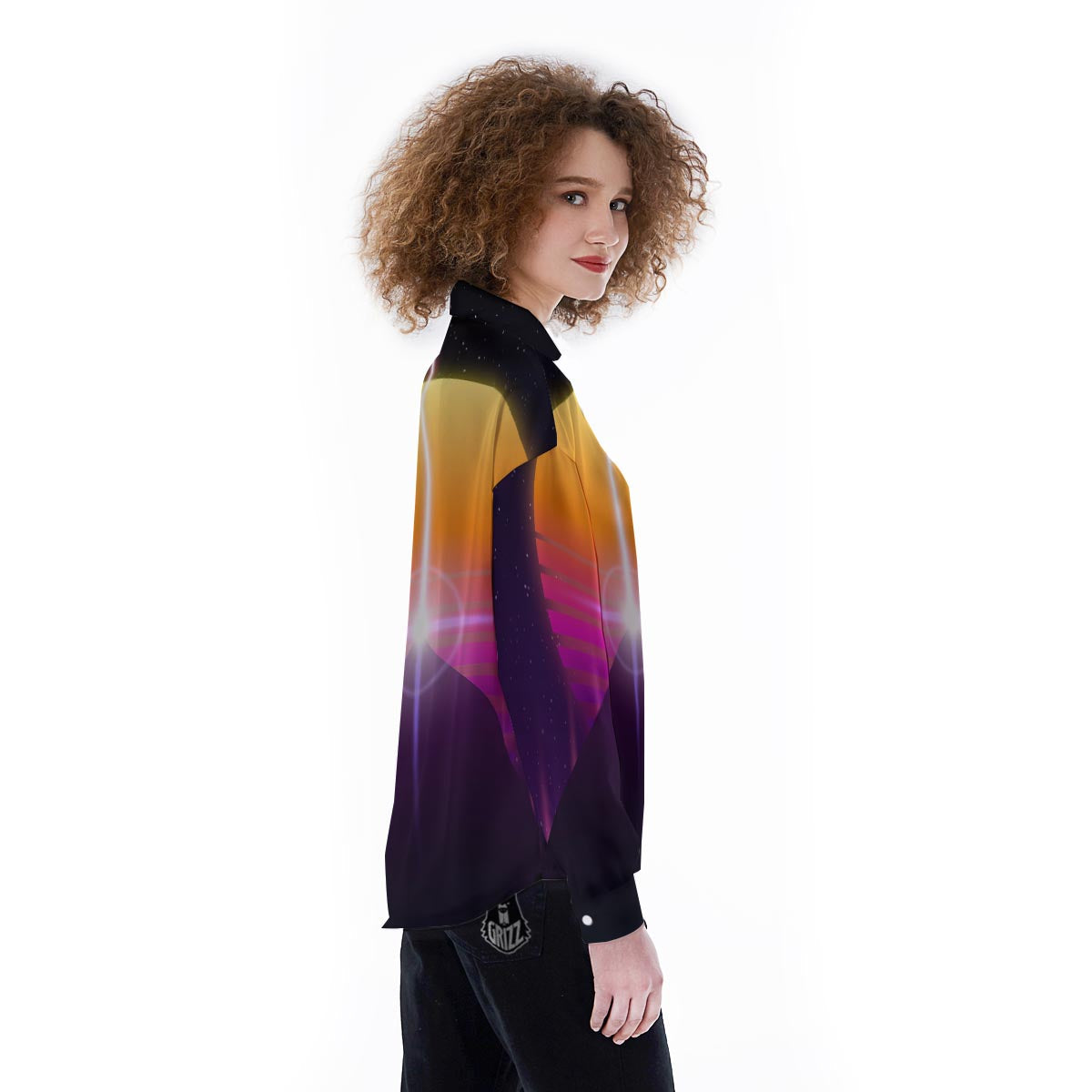 Pyramid Synthwave Print Women's Long Sleeve Shirts-grizzshop