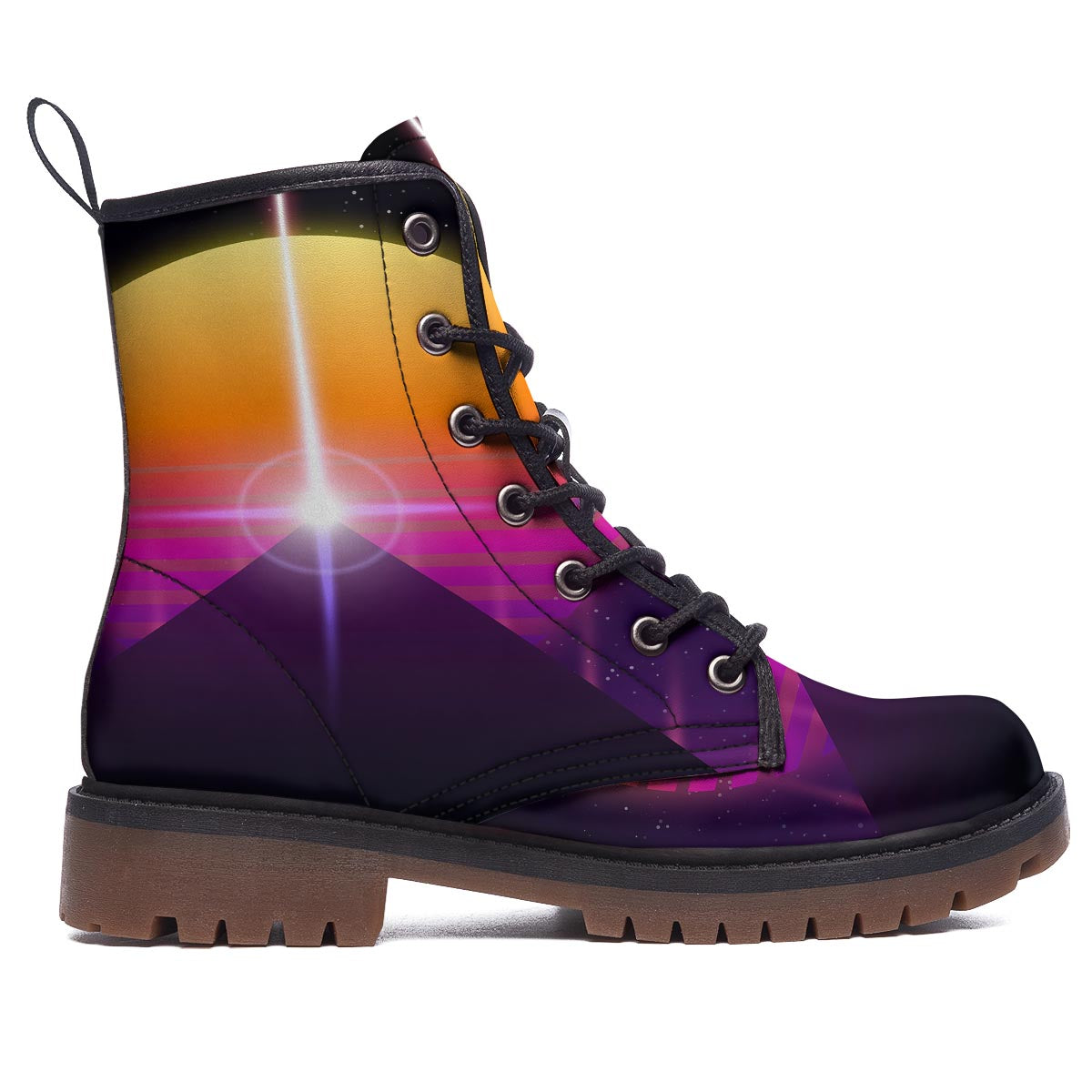 Pyramid Synthwave Print Work Boots-grizzshop