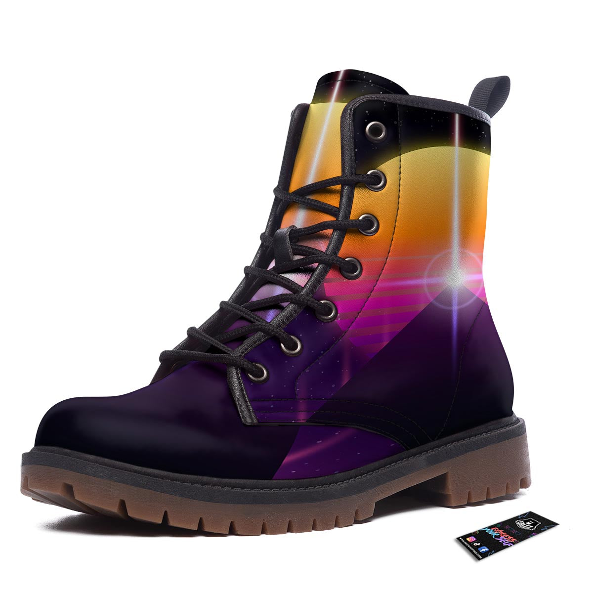 Pyramid Synthwave Print Work Boots-grizzshop