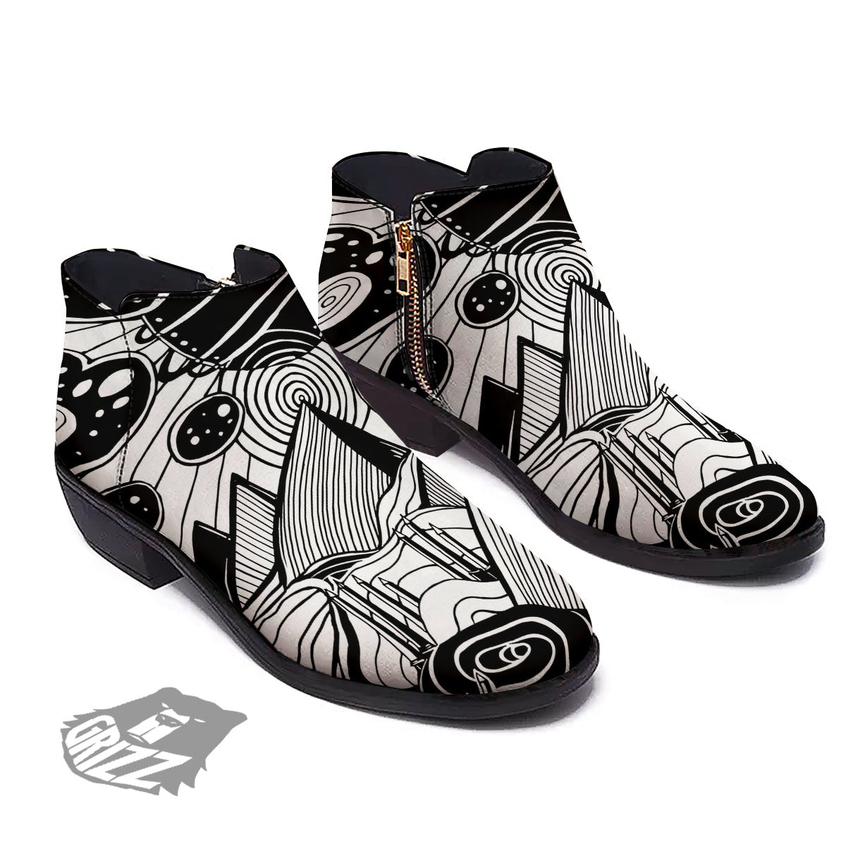 Pyramid UFO Print Ankle Boots-grizzshop