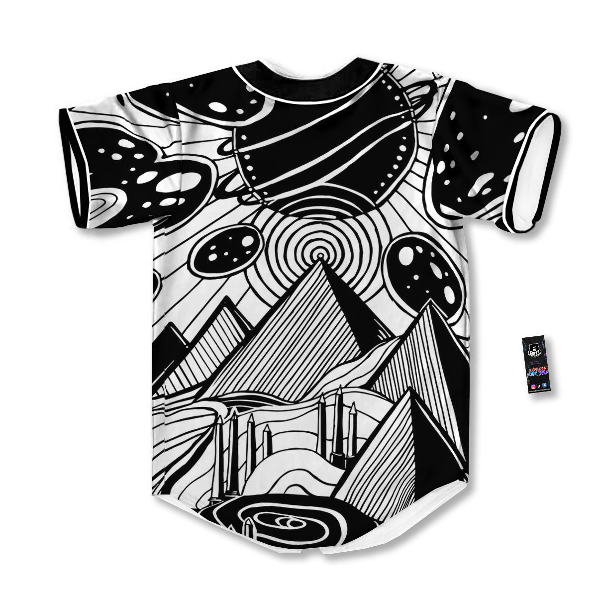 Pyramid UFO Print Baseball Jersey-grizzshop