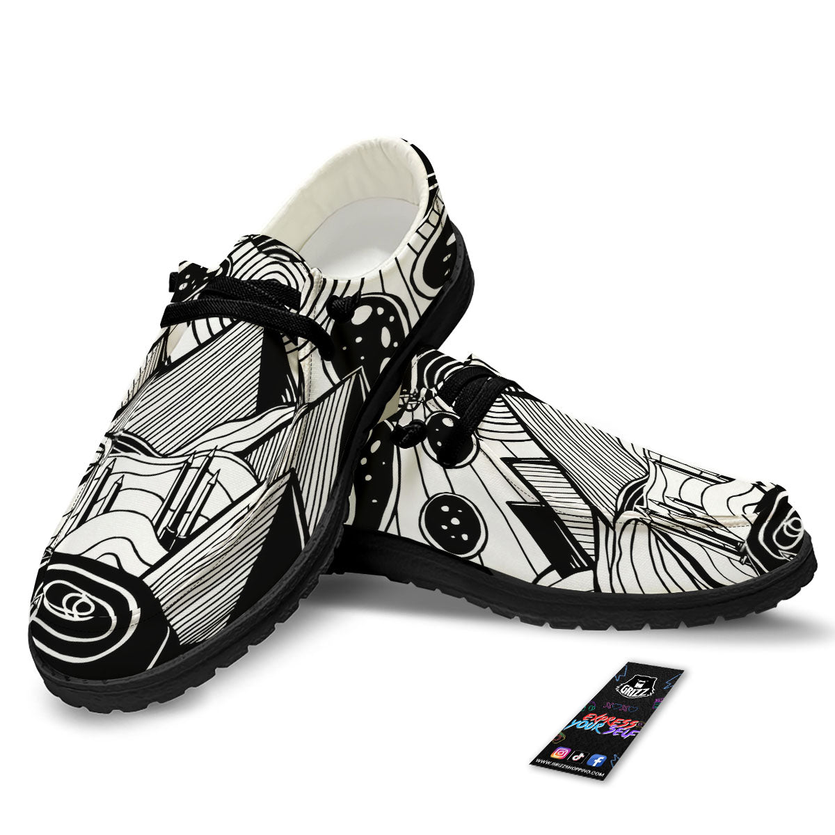 Pyramid UFO Print Black Loafers-grizzshop