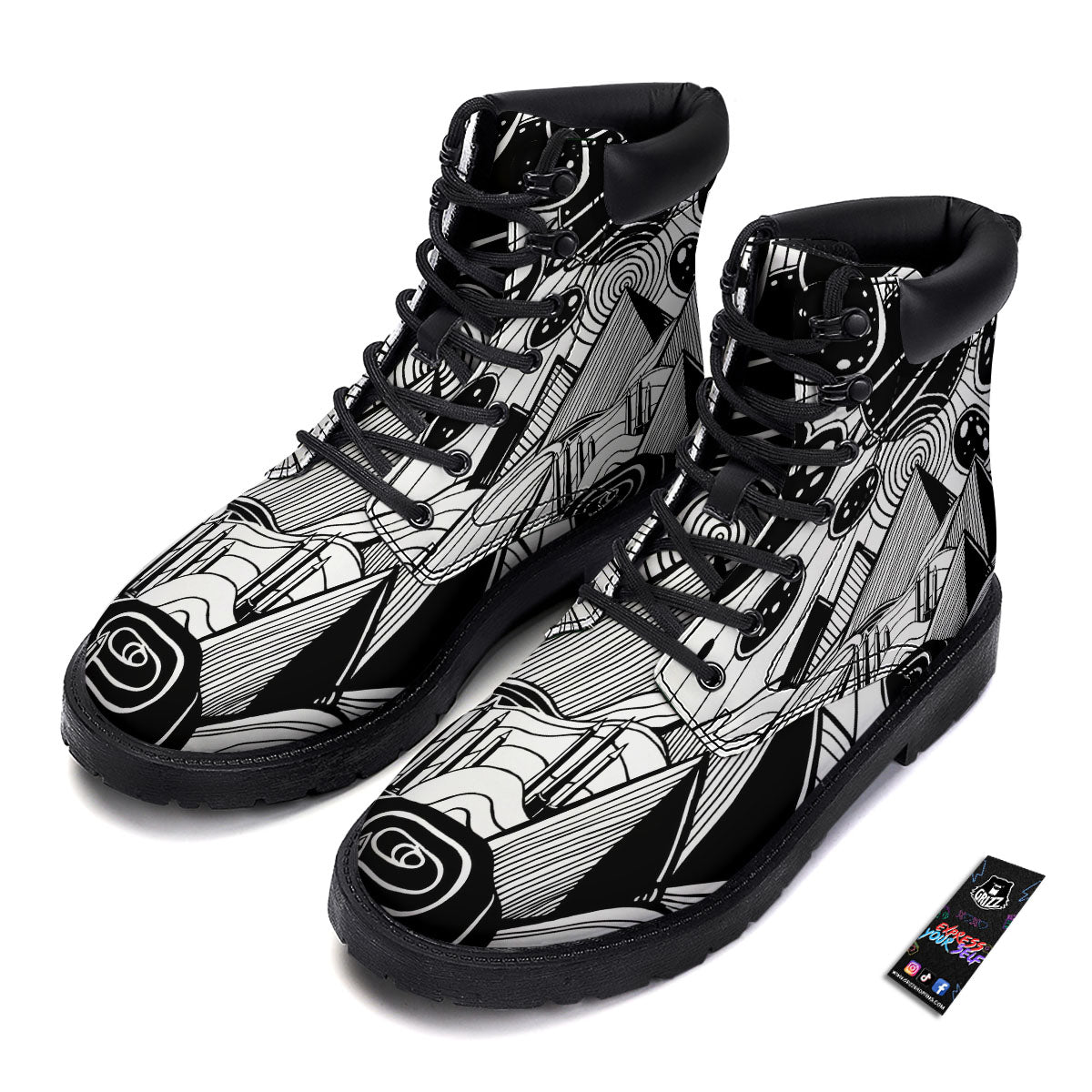 Pyramid UFO Print Boots-grizzshop