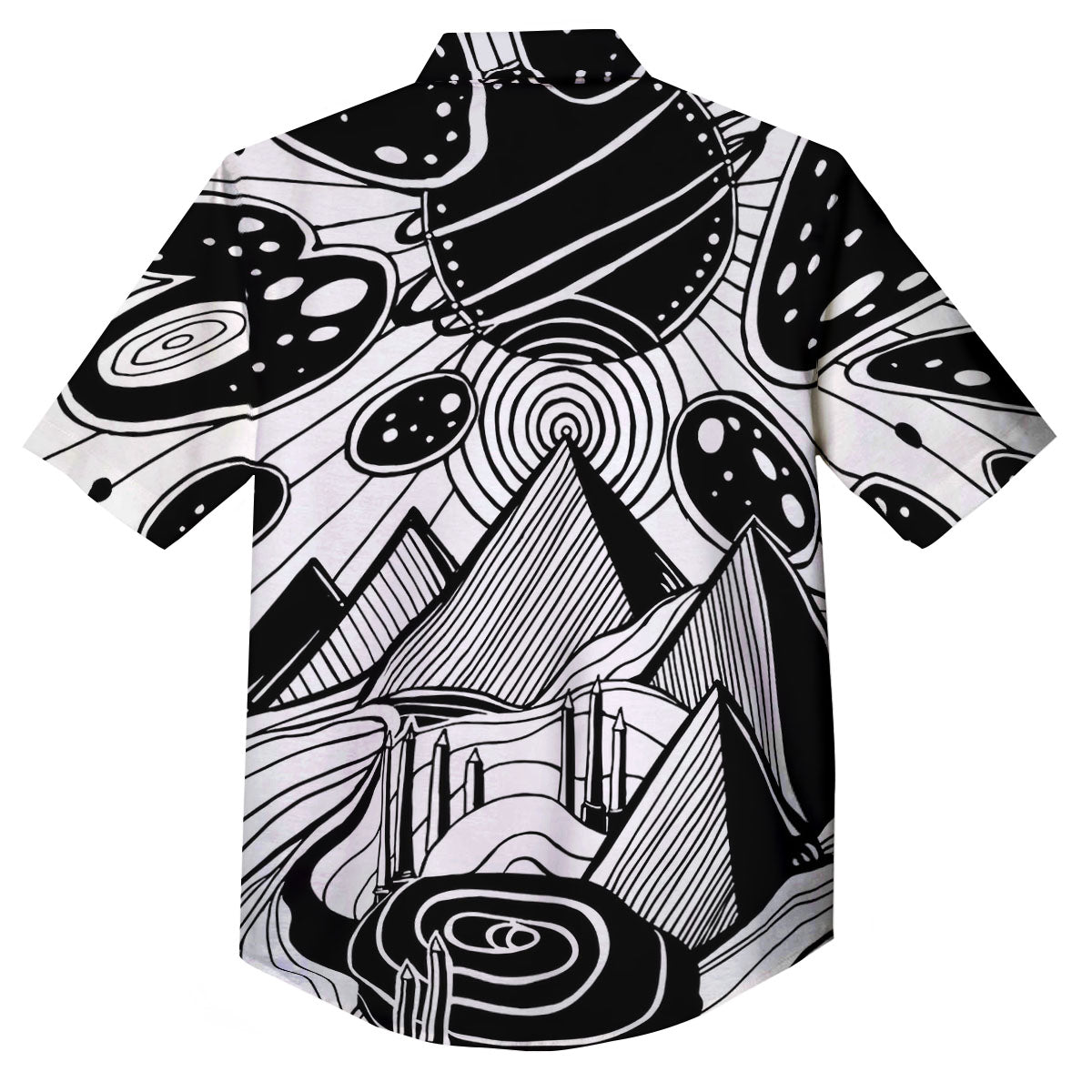 Pyramid UFO Print Button Up Shirt-grizzshop