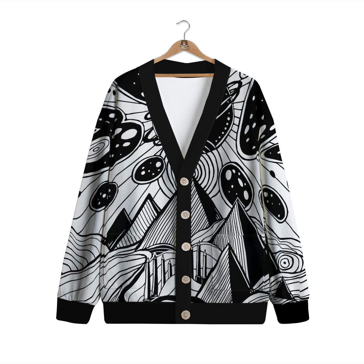 Pyramid UFO Print Cardigan-grizzshop