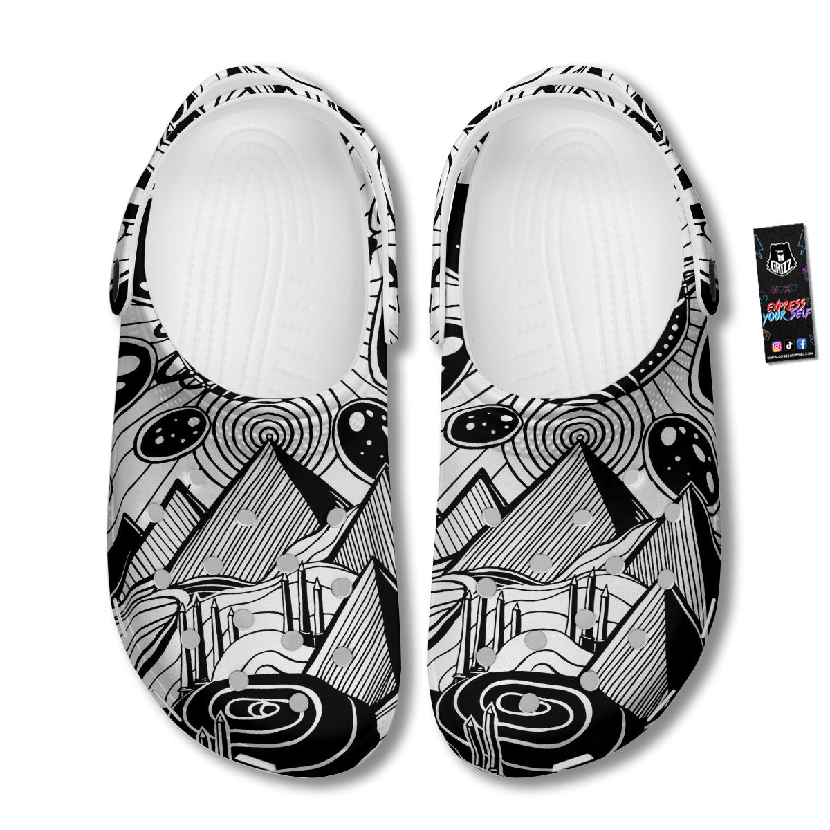 Pyramid UFO Print Clog-grizzshop