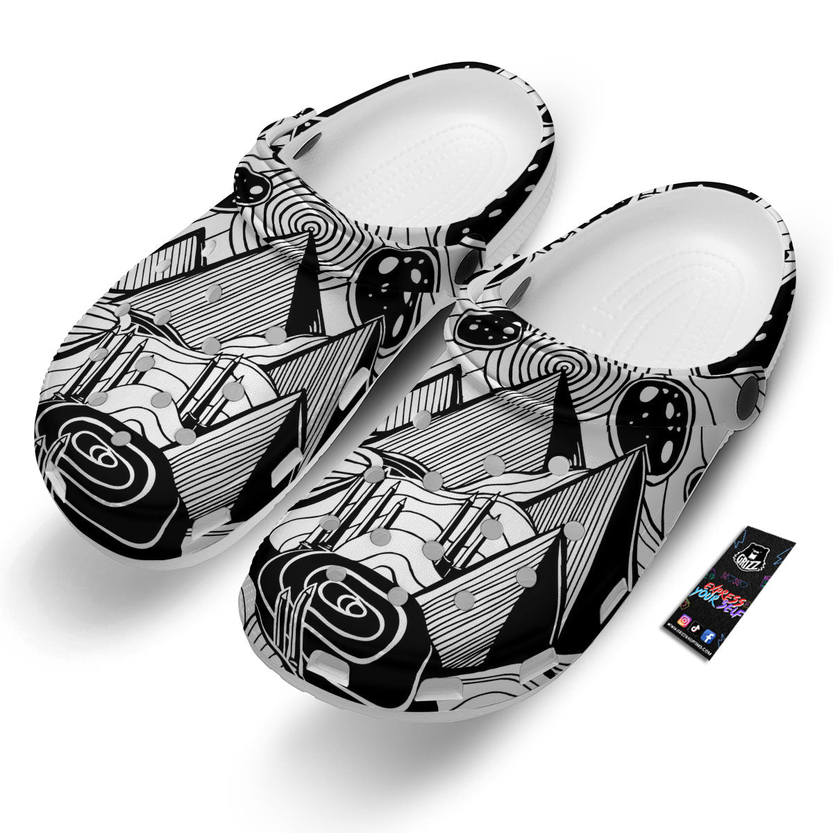 Pyramid UFO Print Clog-grizzshop