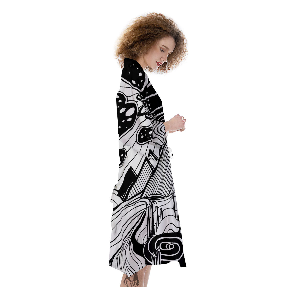 Pyramid UFO Print Kimono-grizzshop