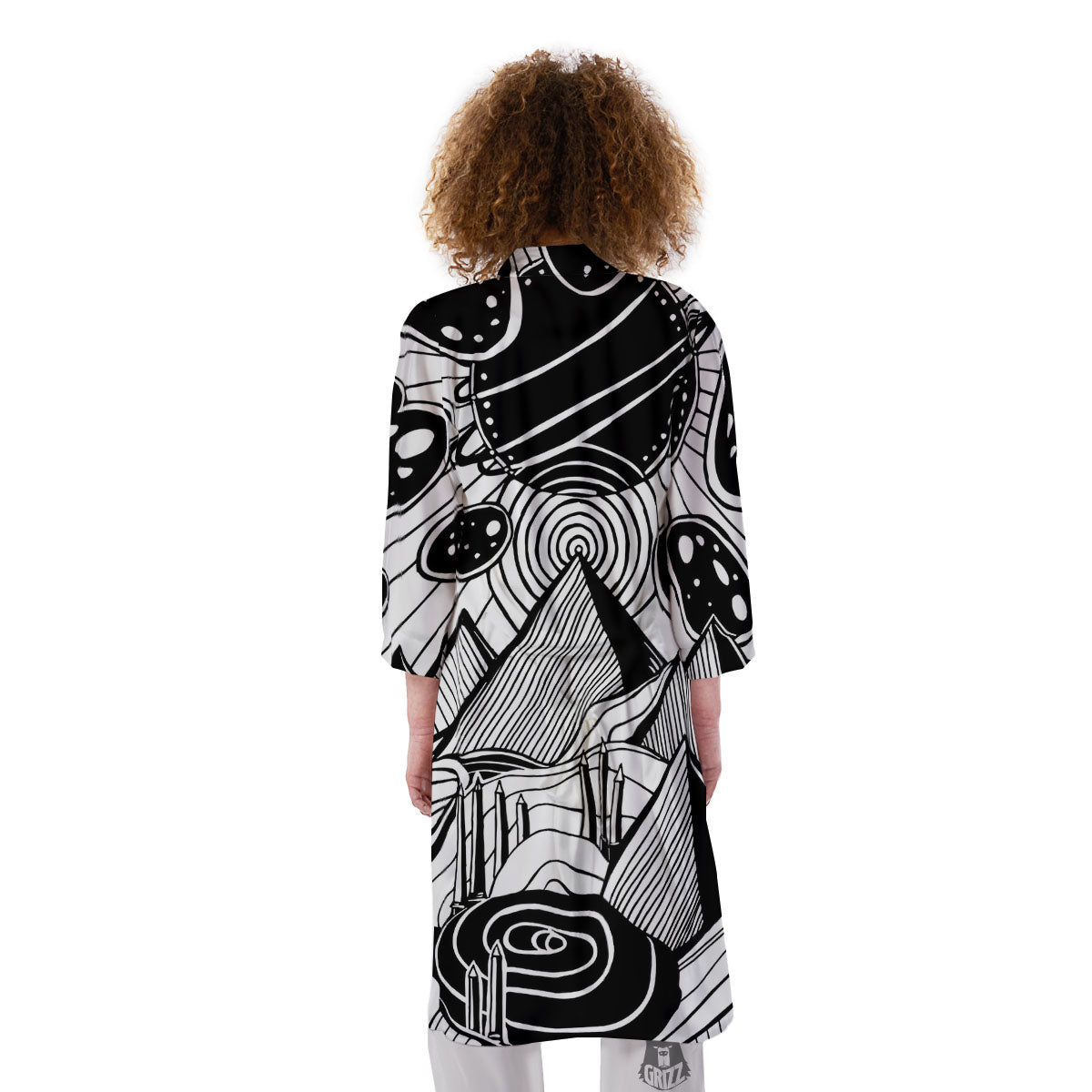 Pyramid UFO Print Kimono-grizzshop