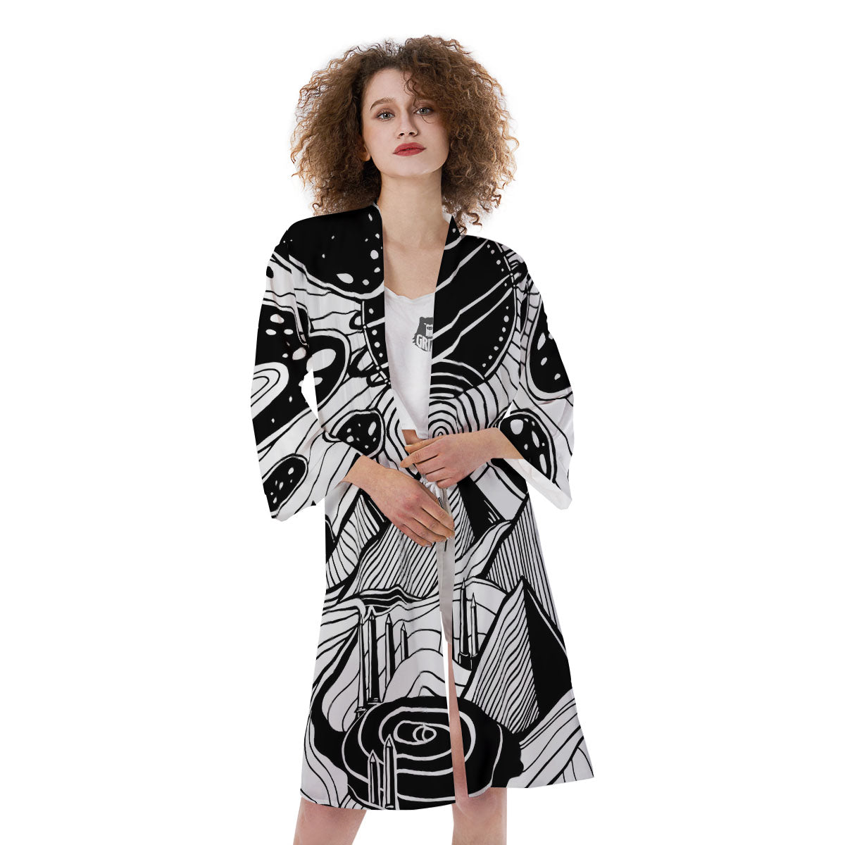 Pyramid UFO Print Kimono-grizzshop