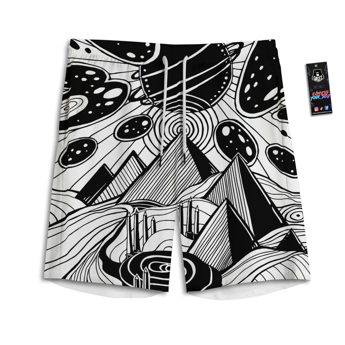 Pyramid UFO Print Men's Athletic Shorts