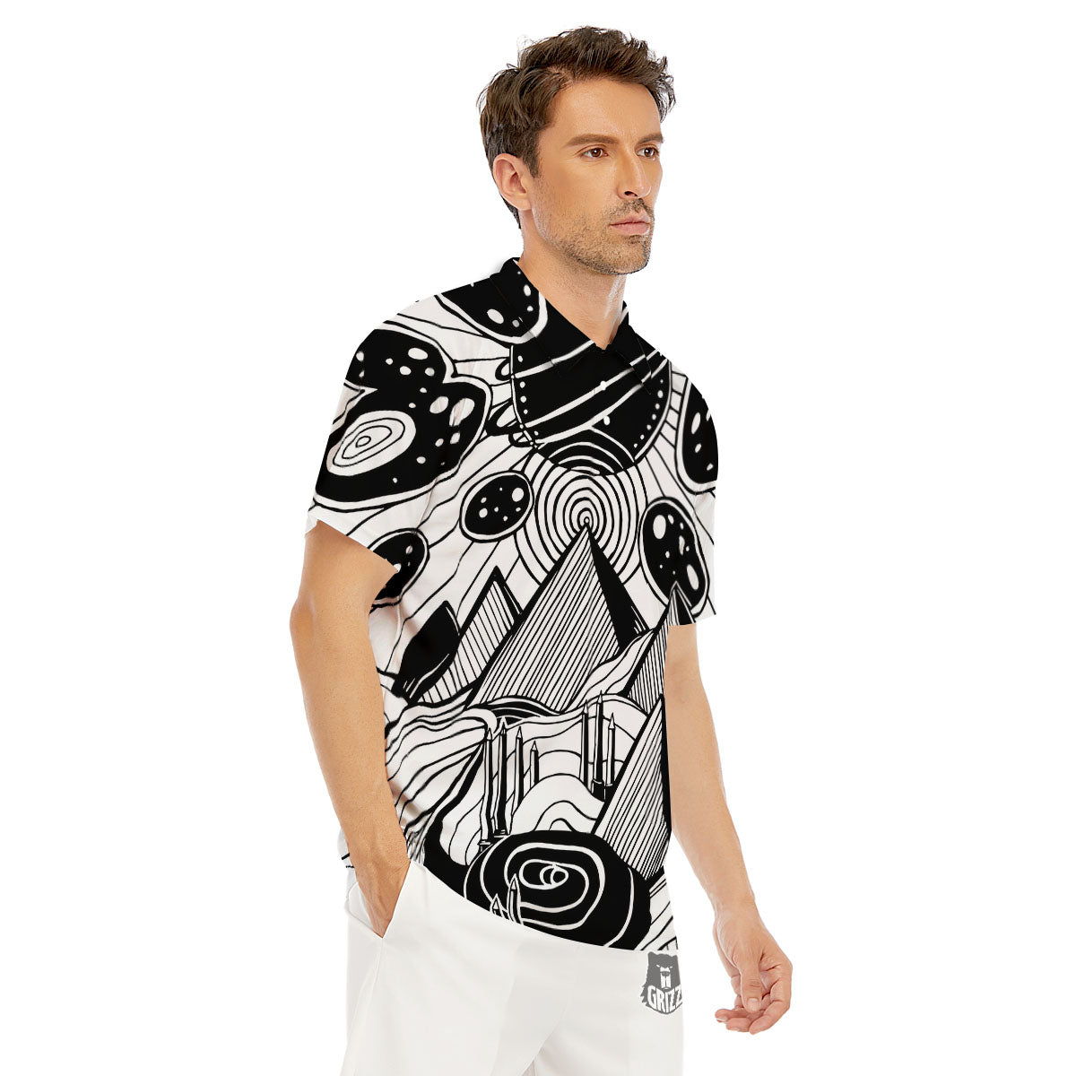 Pyramid UFO Print Men's Golf Shirts-grizzshop