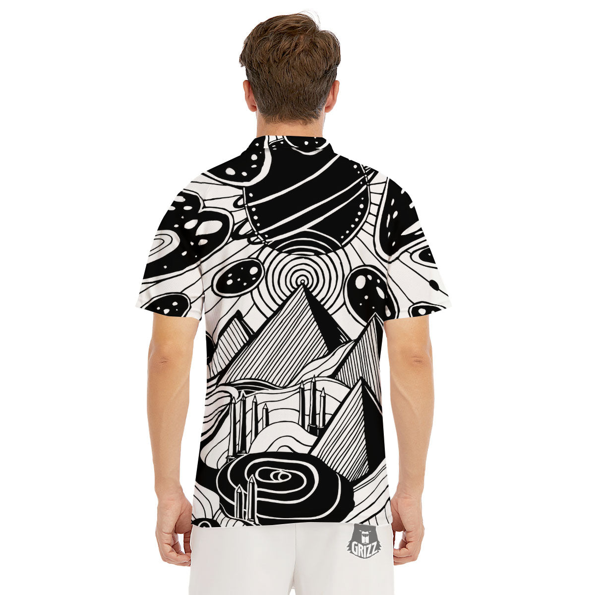 Pyramid UFO Print Men's Golf Shirts-grizzshop