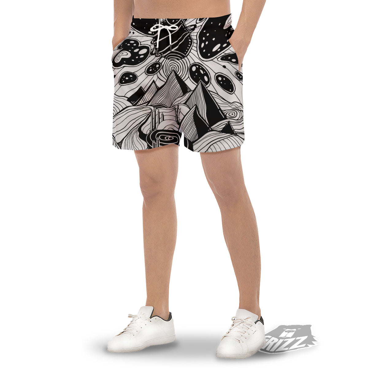 Pyramid UFO Print Men's Gym Shorts-grizzshop