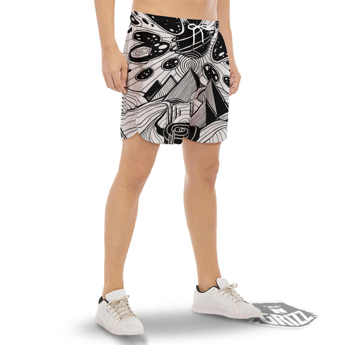 Pyramid UFO Print Men's Gym Shorts-grizzshop