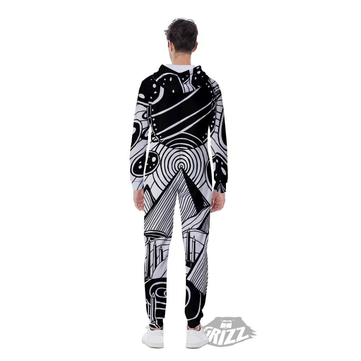 Pyramid UFO Print Men's Jumpsuit-grizzshop
