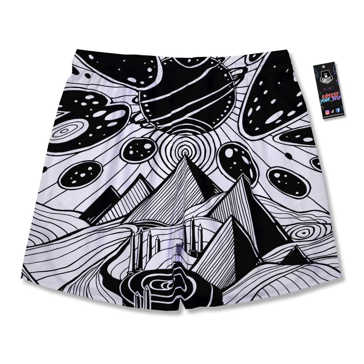 Pyramid UFO Print Men's Running Shorts-grizzshop