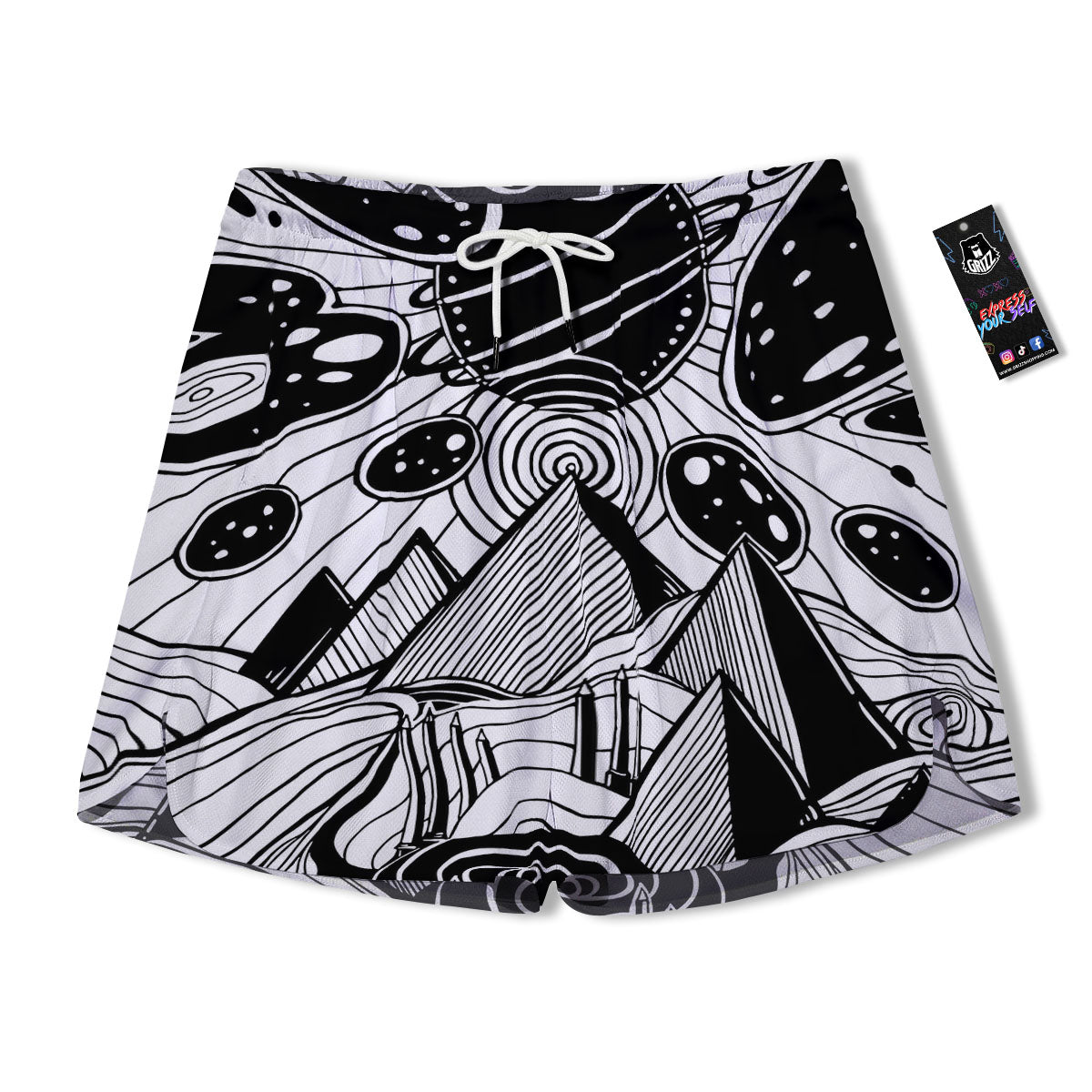 Pyramid UFO Print Men's Running Shorts-grizzshop