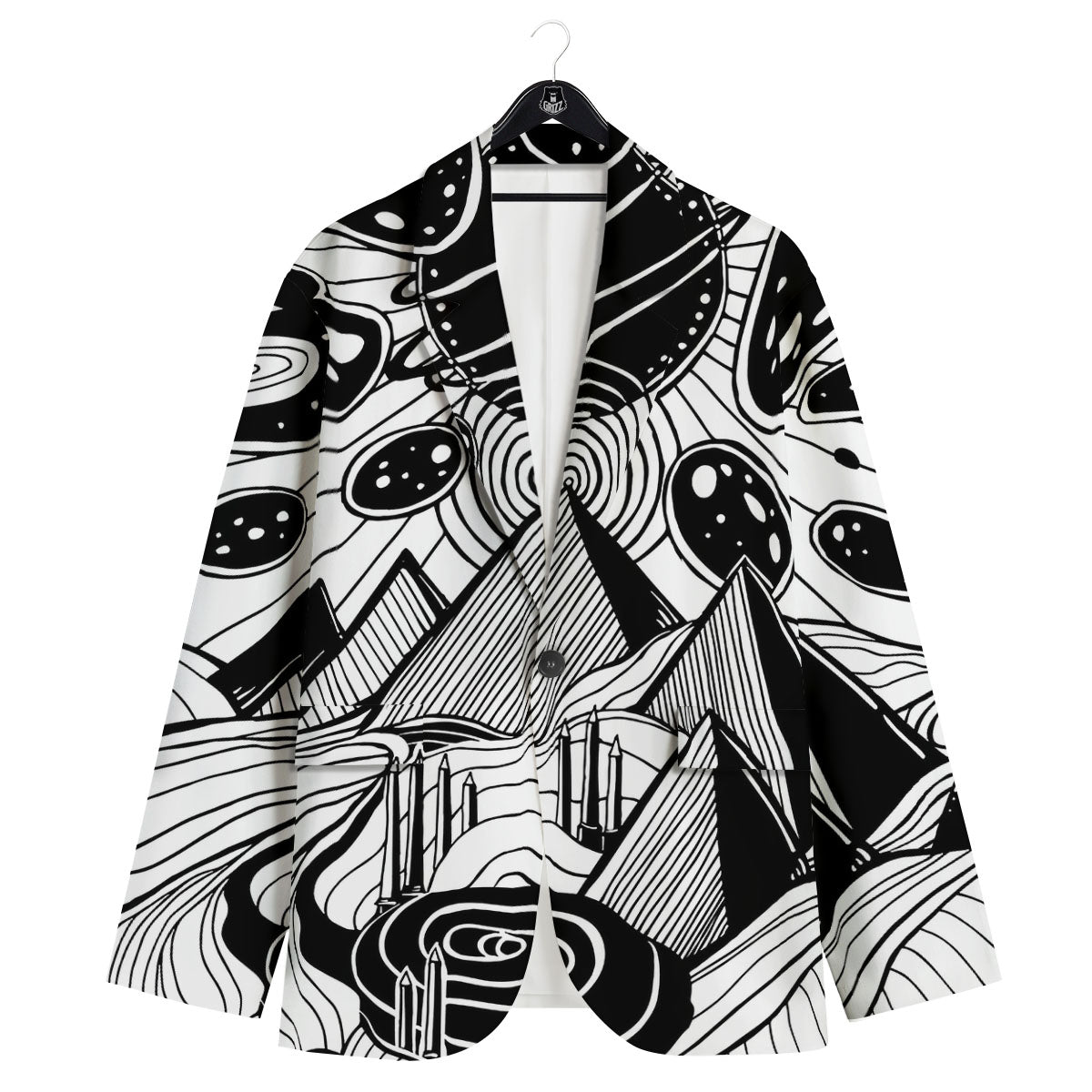 Pyramid UFO Print Men's Sport Coat-grizzshop