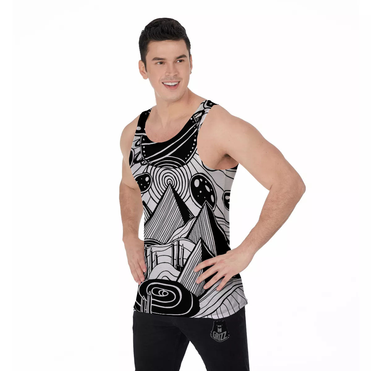 Pyramid UFO Print Men's Tank Top-grizzshop